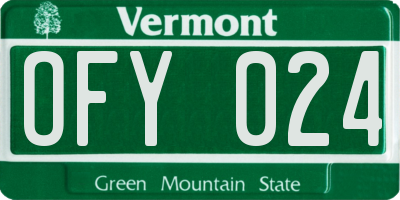 VT license plate OFY024
