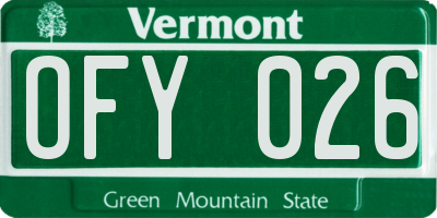 VT license plate OFY026