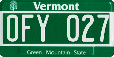 VT license plate OFY027