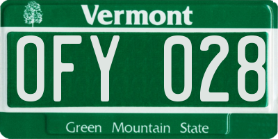 VT license plate OFY028