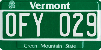 VT license plate OFY029
