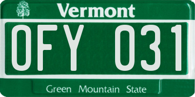 VT license plate OFY031