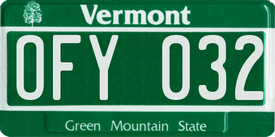 VT license plate OFY032
