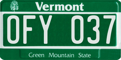 VT license plate OFY037