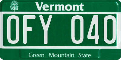 VT license plate OFY040
