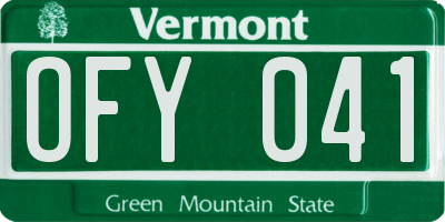 VT license plate OFY041