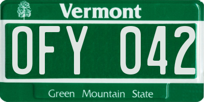 VT license plate OFY042