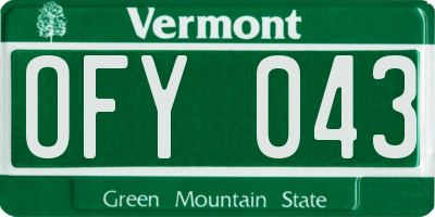 VT license plate OFY043