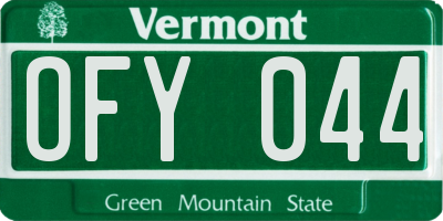 VT license plate OFY044