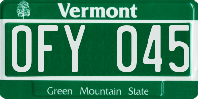 VT license plate OFY045