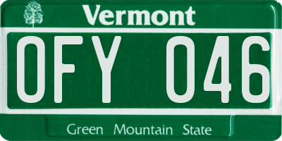 VT license plate OFY046