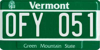 VT license plate OFY051