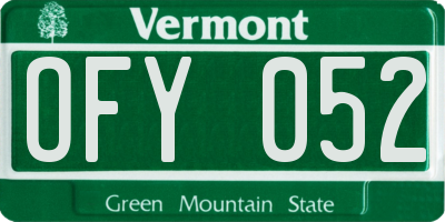 VT license plate OFY052