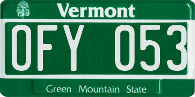 VT license plate OFY053