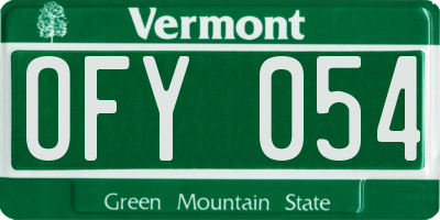 VT license plate OFY054