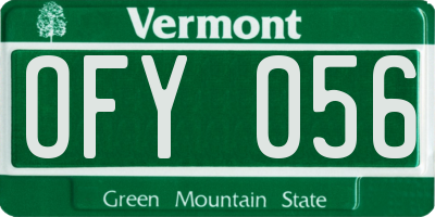VT license plate OFY056