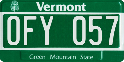 VT license plate OFY057