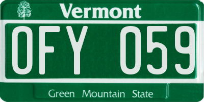 VT license plate OFY059