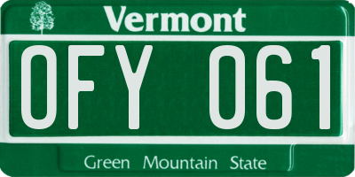 VT license plate OFY061