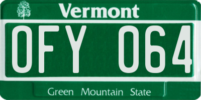VT license plate OFY064