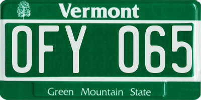 VT license plate OFY065