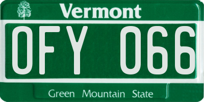 VT license plate OFY066