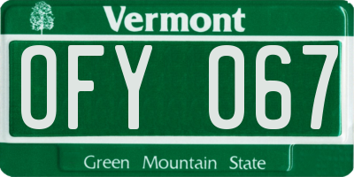 VT license plate OFY067