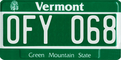 VT license plate OFY068