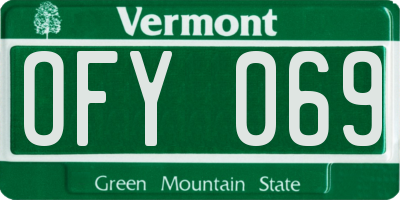 VT license plate OFY069
