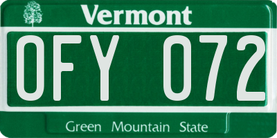 VT license plate OFY072