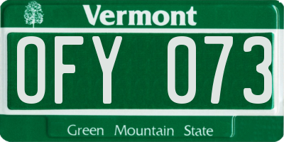 VT license plate OFY073
