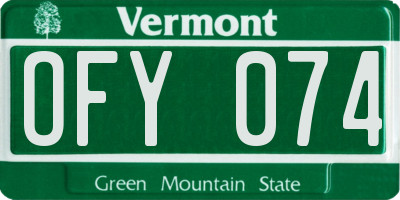 VT license plate OFY074