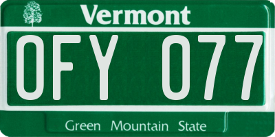 VT license plate OFY077