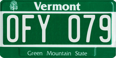 VT license plate OFY079