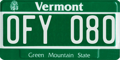 VT license plate OFY080
