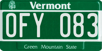 VT license plate OFY083