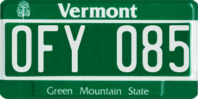 VT license plate OFY085