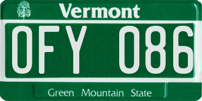 VT license plate OFY086