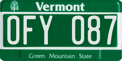 VT license plate OFY087