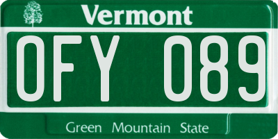 VT license plate OFY089