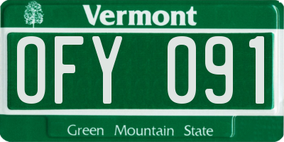 VT license plate OFY091