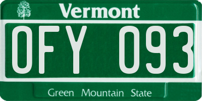 VT license plate OFY093