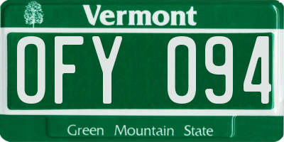 VT license plate OFY094