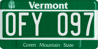 VT license plate OFY097