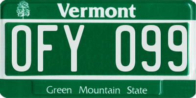 VT license plate OFY099