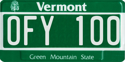 VT license plate OFY100