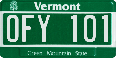 VT license plate OFY101