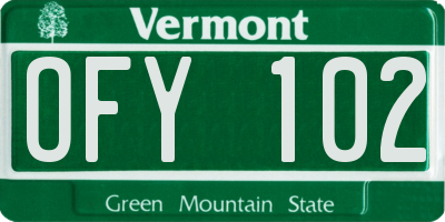 VT license plate OFY102