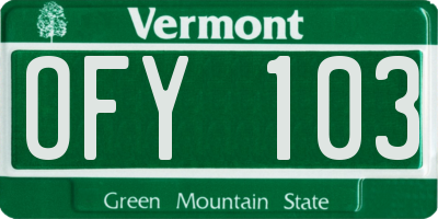 VT license plate OFY103