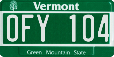 VT license plate OFY104